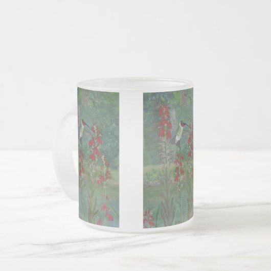Ruby-keel en kardinaalventilator matglas koffiemok (Voorkant links)