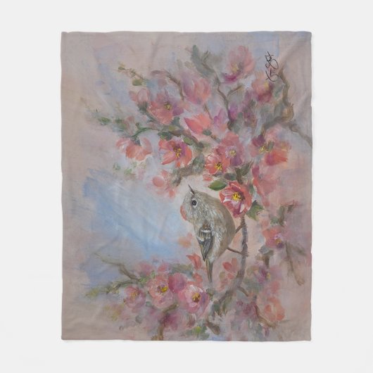 Ruby Kinglet Bird Fleece Deken (Voorkant)