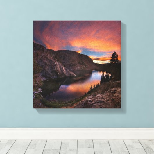 Ruby Lake Sunset - John Muir Trail - Sierra Nevada Canvas Afdruk (Insitu (Houten vloer))