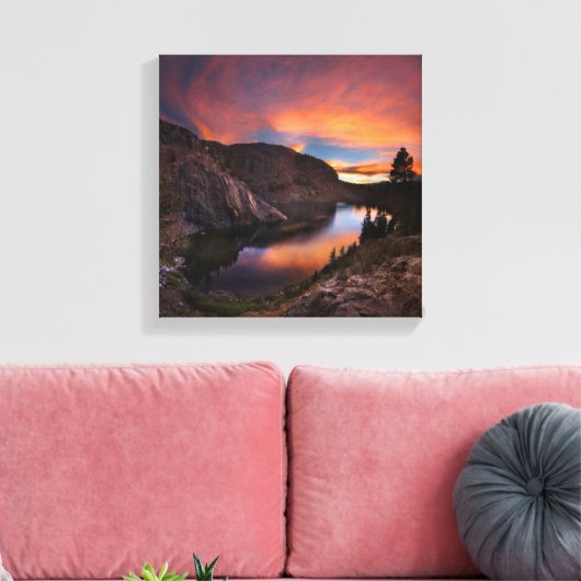 Ruby Lake Sunset - John Muir Trail - Sierra Nevada Canvas Afdruk (Insitu (Woonkamer))