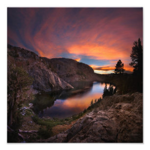 Ruby Lake Sunset - John Muir Trail - Sierra Nevada Foto Afdruk
