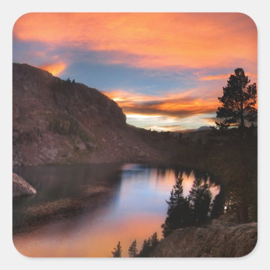 Ruby Lake Sunset - John Muir Trail - Sierra Nevada Vierkante Sticker (Voorkant)