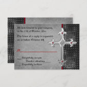Ruby Medieval Celtic Cross RSVP Card (Voorkant / Achterkant)