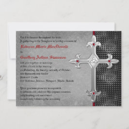 Ruby Medieval Celtic Cross Wedding Invitation Kaart