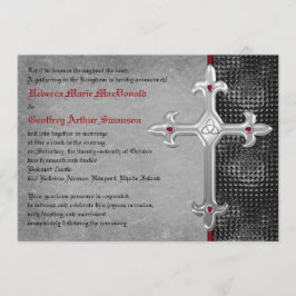 Ruby Medieval Celtic Cross Wedding Invitation Kaart