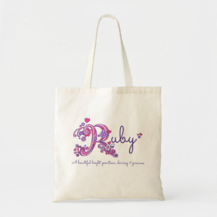 Ruby meisjes naam en betekenis R-monogram Tote Bag