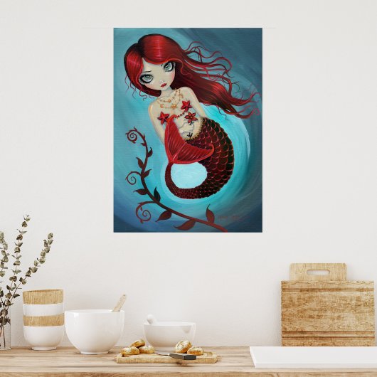 Ruby Mermaid Poster Print (Keuken)