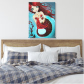 Ruby Mermaid Wrapped Canvas Print (Insitu (Slaapkamer))