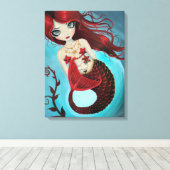 Ruby Mermaid Wrapped Canvas Print (Insitu (Houten vloer))