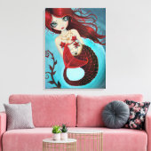Ruby Mermaid Wrapped Canvas Print (Insitu (Woonkamer))