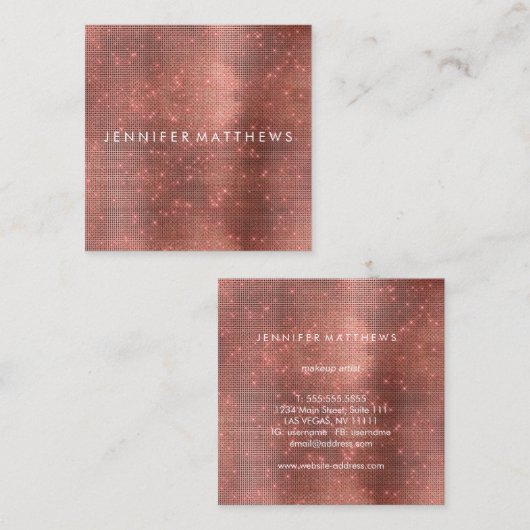 Ruby Metallic Sparkle Beaukle Stylist Vierkante Visitekaartje (Voorkant / Achterkant)