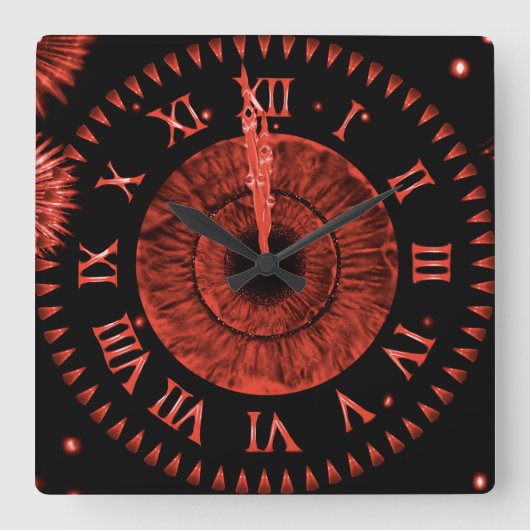 Ruby Midnight Clock Vierkante Klok (Voorkant)