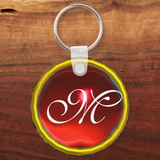 RUBY MONOGRAM, rood geel Sleutelhanger (Voorkant)