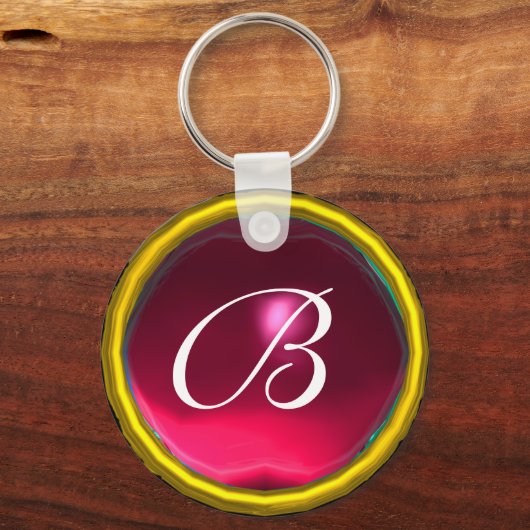 RUBY MONOGRAM, rood roze geel Sleutelhanger (Voorkant)