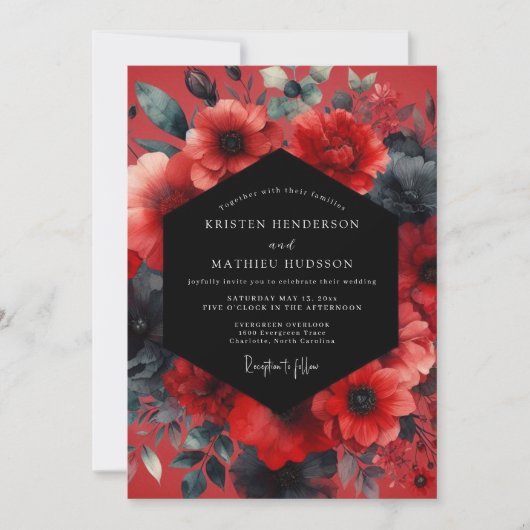 Ruby Moody Anemone Bruiloft Kaart (Voorkant)