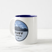 Ruby Mountains Nevada Kamperen Tweekleurige Koffiemok (Voorkant links)