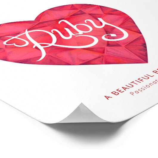 Ruby-naam betekent waterverf hart rode geit poster (Hoek)