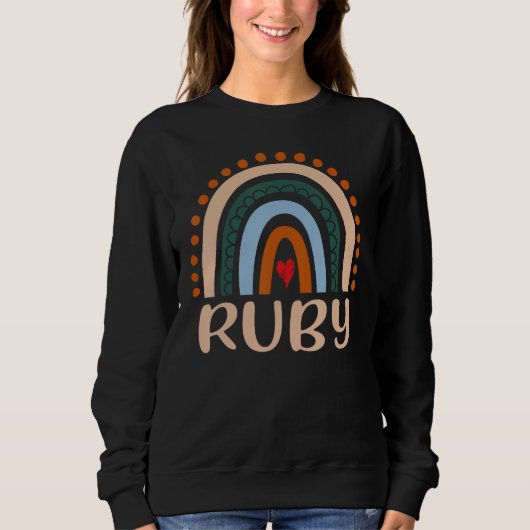 Ruby Naam Gepersonaliseerde Grappige Vrouwen Regen Trui (Voorkant)