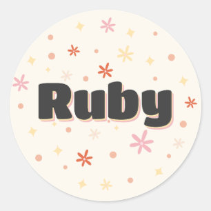 Ruby naam schattig ontwerp ronde sticker