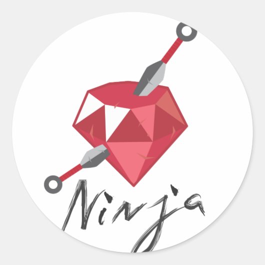 Ruby Ninja Edelsteen Geek Ronde Sticker (Voorkant)