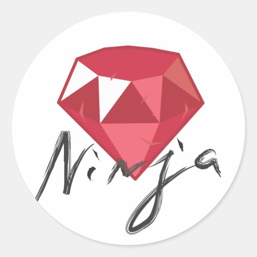 Ruby Ninja Edelsteen Geek Ronde Sticker (Voorkant)