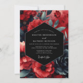 Ruby Nocturne Bloom Bruiloft Kaart (Voorkant)