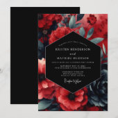 Ruby Nocturne Bloom Bruiloft Kaart (Voorkant / Achterkant)