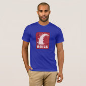 Ruby op T-shirt met rails (blauw) (Voorkant volledig)