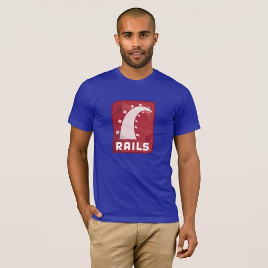 Ruby op T-shirt met rails (blauw) (Voorkant volledig)