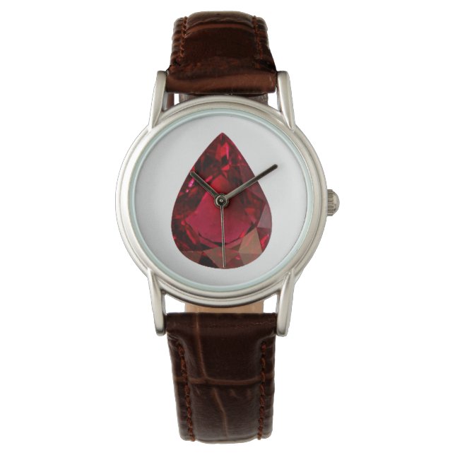 Ruby Pear vorm Red Watch Horloge (Voorkant)