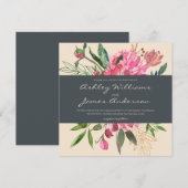 Ruby Peony Floral Wedding Invitation | Vierkant Kaart (Voorkant / Achterkant)