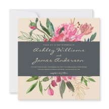 Ruby Peony Floral Wedding Invitation | Vierkant