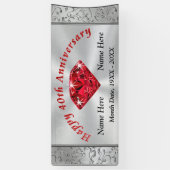Ruby Personalized 40th Wedding Jubileum Banner (Verticaal)