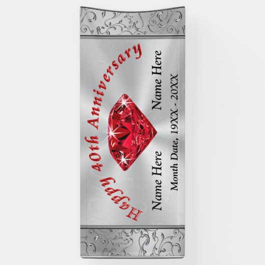 Ruby Personalized 40th Wedding Jubileum Banner (Verticaal)
