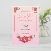 Ruby Petals van Romance Symphonie Bruiloft Kaart (Staand voorkant)