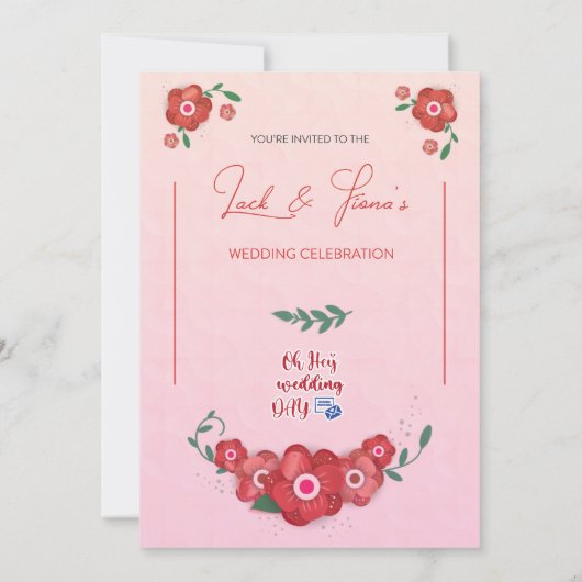 Ruby Petals van Romance Symphonie Bruiloft Kaart (Achterkant)