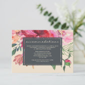Ruby Pink Peony Botanical Ivory Wedding Informatiekaartje (Staand voorkant)