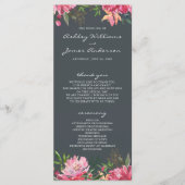 Ruby Pink Peony Botanical Wedding Programmakaart (Voorkant)