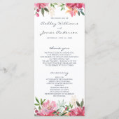 Ruby Pink Peony Botanical Wedding Programmakaart (Voorkant)