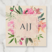 Ruby Pink Peony Floral Botanical Ivory Wedding Bedankjes Labels (Achterkant)