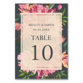 Ruby Pink Peony Floral Botanical off-Black Wedding Kaart (Achterkant)