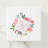 Ruby Pink Peony Floral Botanical Weddenschap Bedan Bedankjes Labels (In situ)