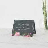 Ruby Pink Peony Floral Botanical Wedding Foto Bedankkaart (Voorkant)