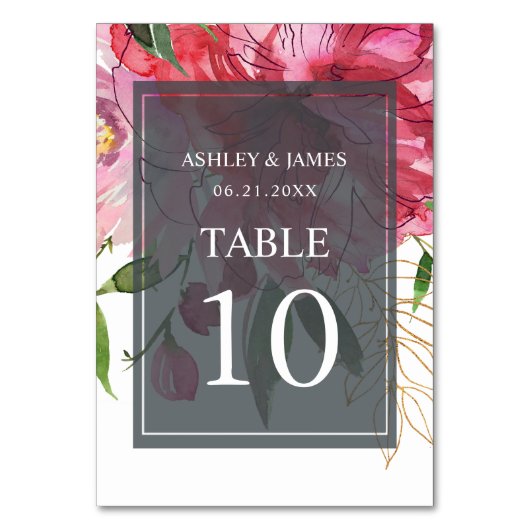 Ruby Pink Peony Floral Botanical Wedding Kaart (Voorkant)