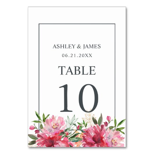 Ruby Pink Peony Floral Botanical Wedding Kaart (Voorkant)