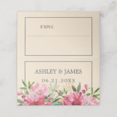 Ruby Pink Peony Floral Botanical Wedding Plaatskaartje (Buitenkant ongevouwen)