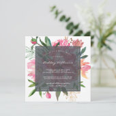 Ruby Pink Peony Floral Bridal Shower Kaart (Staand voorkant)
