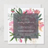 Ruby Pink Peony Floral Bridal Shower Kaart (Voorkant)