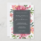 Ruby Pink Peony Floral Wedding Kaart (Voorkant)