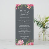 Ruby Pink Peony Floral Wedding Menu (Staand voorkant)